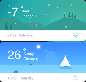 天气插画背景UI手机设计图