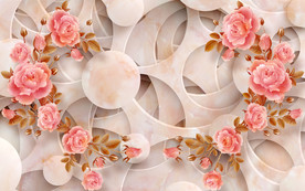 3D立体花卉玫瑰墙画