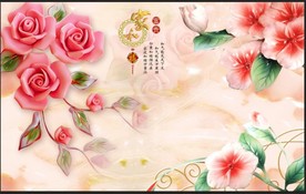 家和玉雕牡丹富贵背景墙