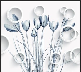 透明水墨圈圈郁金香背景墙
