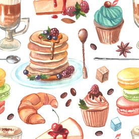 手绘蛋糕甜品插画壁纸