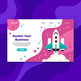 矢量卡通火箭网页模板