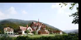 山脚下的建筑群