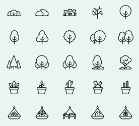 矢量线条植物图标