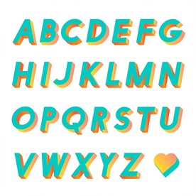 矢量绿色3D立体创意艺术字母