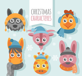 创意圣诞动物头像