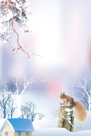 冬季飘雪手绘文艺小清新背景