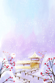 冬季飘雪手绘文艺小清新背景