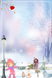 冬季飘雪手绘文艺小清新背景