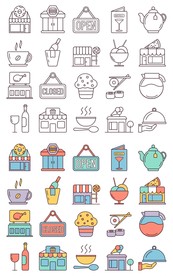 矢量餐馆元素图标