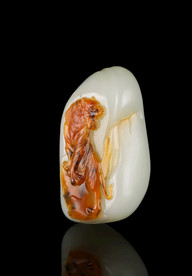 和田玉白玉玉石老虎上山虎