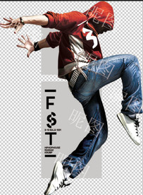 舞者 红衣服 牛仔裤 跳跃