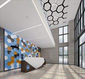 公司前台接待区3d渲染模型