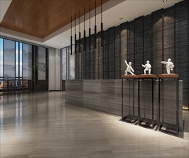 酒店前台接待区3d渲染模型