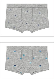 火箭图案方块男士内裤款式图矢量