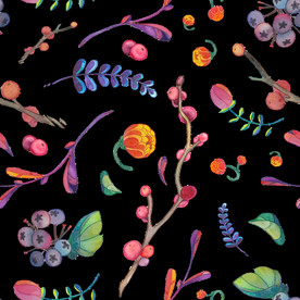 水彩花朵树枝树叶