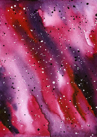 手绘水彩北极星空图案背景