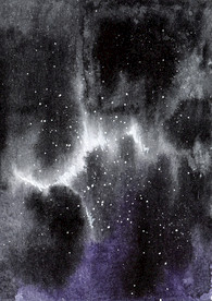 手绘水彩北极星空图案背景