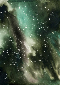 手绘水彩北极星空图案背景