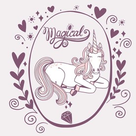 北欧手绘小清新可爱独角兽插画