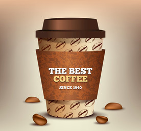 立体外卖咖啡和咖啡豆