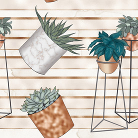 北欧小清新植物盆栽印花图案