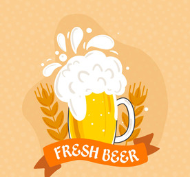 彩绘新鲜啤酒和大麦