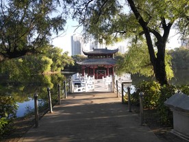 龙沙公园亭与树