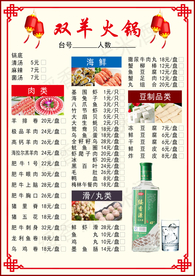 火锅菜单