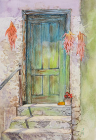 水彩绘画小院一角