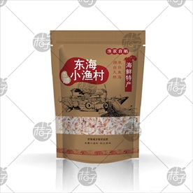 渔村虾米包装袋展开图和效果图