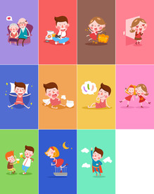 扁平化卡通人物 动漫人物