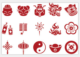 各种装饰图标剪纸矢量图