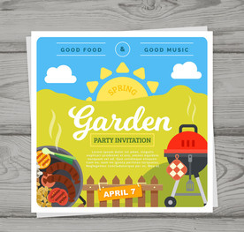 创意花园派对邀请卡矢量素材