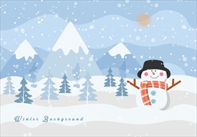 圣诞雪景插画图片