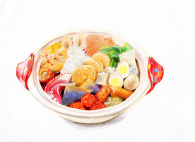 手绘彩铅美食-关东煮5