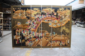 金箔屏风 漆绘屏风 手绘 屏风