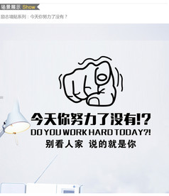 励志镂空墙贴努力手势