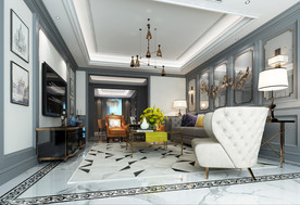 简欧客厅3D模型效果图