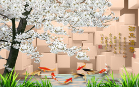 3D方块玉兰花素材