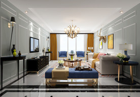 简欧客厅效果图3D模型