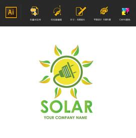 绿色环保扁平太阳能LOGO