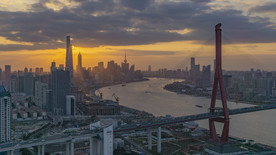 杨浦大桥日落