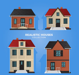 4款逼真整洁房屋设计矢量素材