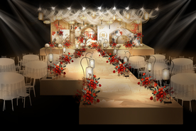 新中式婚礼主舞台效果图