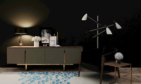 现代电视柜单椅3d模型组合