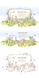 小清新卡通水彩插画图案