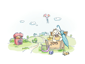 小清新卡通水彩插画图案