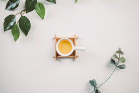 树叶和一杯清茶