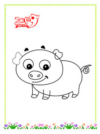 猪 简笔画 线条画 线条 可爱